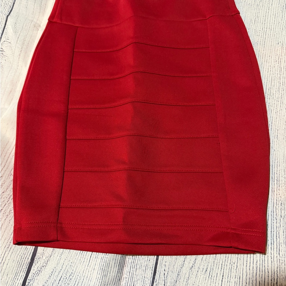 Stooshy Red Ponte Pencil Skirt